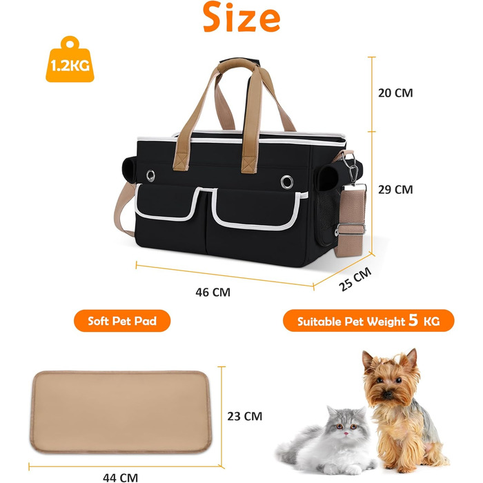 Транспортна переноска для котів та собак ALLSOPETS, складана, чорна