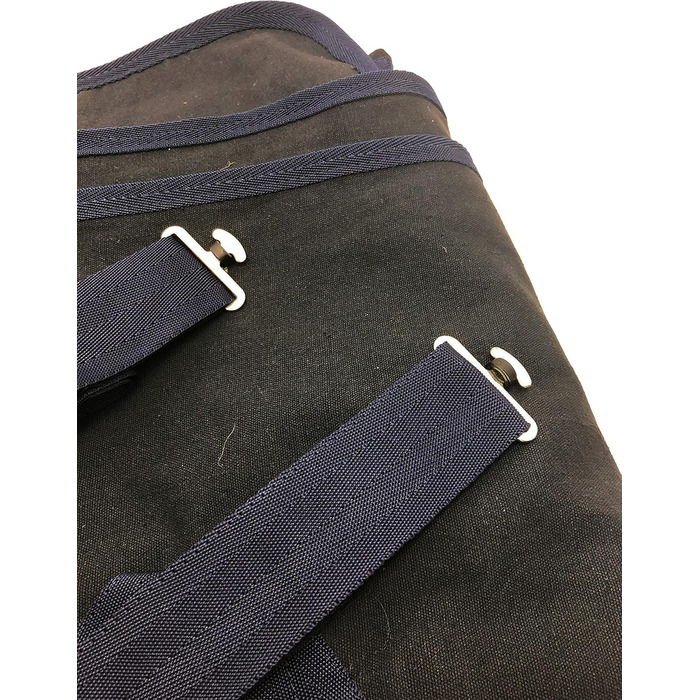 Літня бавовняна попона для коней Maddy 2, легка та дихаюча, з ременями та захистом хвоста, 155 см, чорний/синій