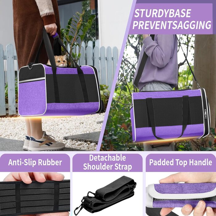 Транспортна сумка GAPZER для собак та котів, м'яка, для чихуахуа та мейн-куна, переноска для тварин, вантажопідйомність до 11,3 кг, верхня завантаження, коричнева (фіолетова)