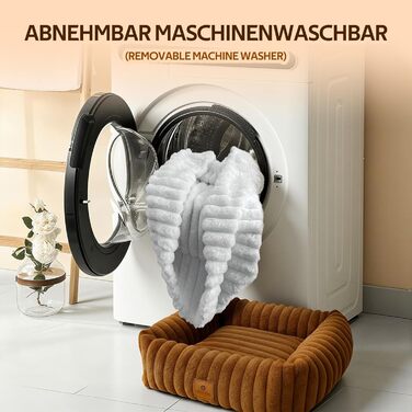 М'яке собаче ліжко для середніх порід, зручне та миється, прямокутне, з неслизьким покриттям, коричневе, розмір M (63x53x18 см)