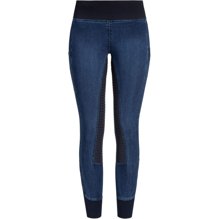 Джинсові легінси для верхової їзди RIDERS CHOICE з повним силіконовим покриттям та кишенею для телефону - RidersDeal Collection, 32, Темно-синій