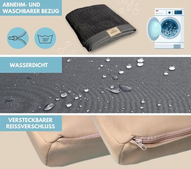 Килимок для собак середніх порід 100x65x9 см, м'який, миючий, бежевий