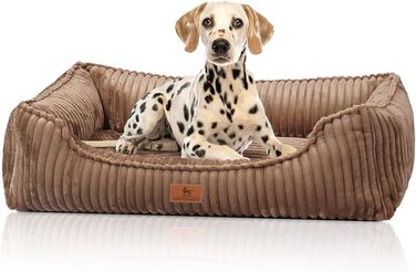 Ортопедичне собаче ліжко Knuffelwuff Sedona M-L з широкого корду, 85 x 63 см | Знімний, пральний чохол | для великих, середніх та маленьких собак (85 x 63 x 23 см, Колір: Коричневий)