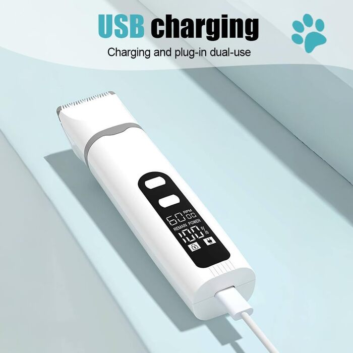 Електричний триммер для собак: LED-підсвітка, сталь, для догляду за лапами, вухами та обличчям