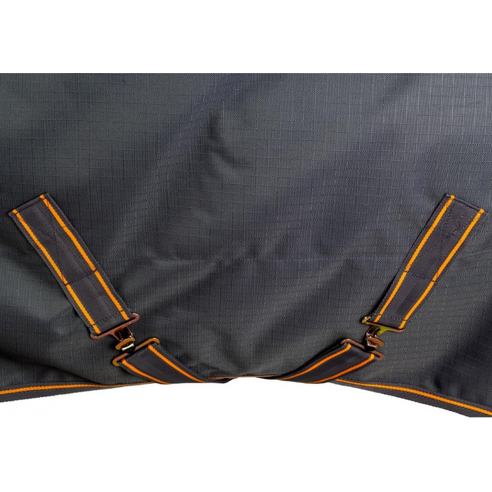 Зимова ковдра Marengos Bucas 1200D Irish Turnout - дихаюча та водонепроникна ковдра для вигулу з внутрішнім шаром та перехресним кріпленням. Сірий/Помаранчевий, розмір 145 см (наповнювач 50 г/м²)