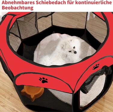 Розкладний вольєр для цуценят, переносний вольєр для собак, загон для тварин у приміщенні 74x43 см (Червоний)