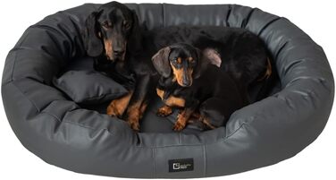 Ортопедичне ліжко для собак Ненсі Преміум, велике, середнє, маленьке - подушка для собак, килимок для собак з еко-шкіри, неслизьке, довговічне, зносостійке, міцне (XXL, Антрацит)