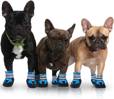 Водонепроникні чоботи для собак, 4 шт. - захист лап для малих, середніх та великих собак, блакитні та чорні