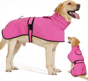 Водонепроникний зимовий одяг для собак Dotoner з повдком: теплий, вітронепроникний, з флісовою підкладкою, для великих собак (S, Рожевий)