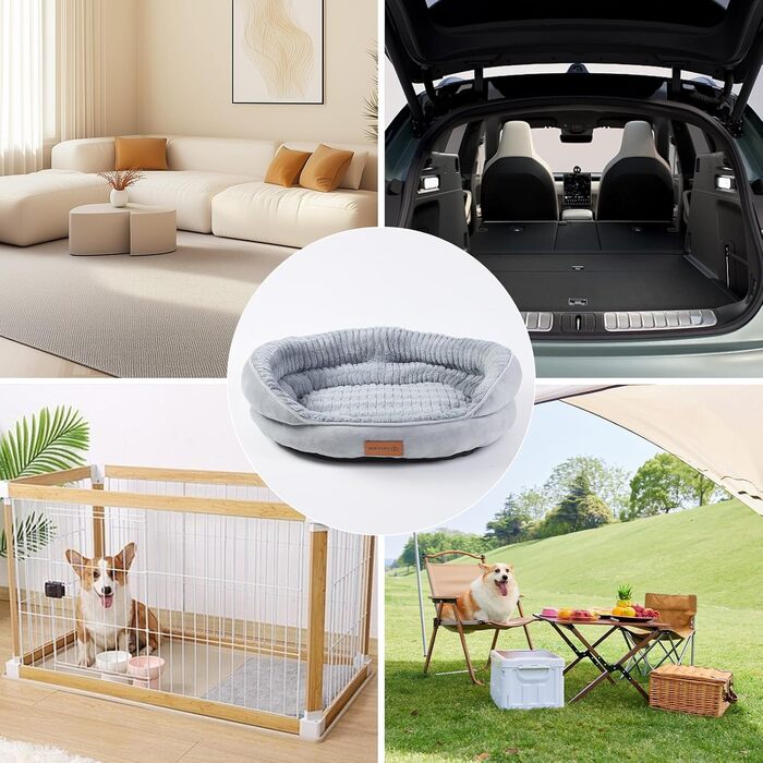 М'яка підстилка для собак та котів, лежанка для тварин, антиковзаюча, хакі, 50x45x17 см