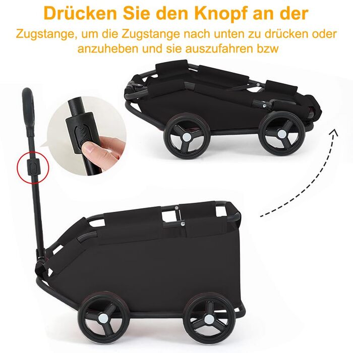 Візок для собак Homewell: складаний, багатофункціональний, з висувним ручками (чорний)