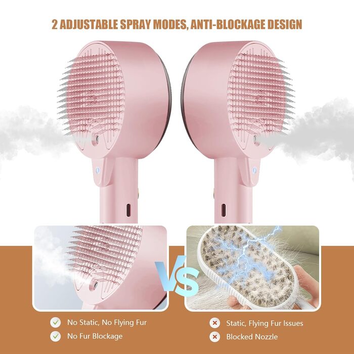 Двостороння щітка для котів з парою 4-в-1: масаж, догляд та видалення шерсті. Біла (рожева)