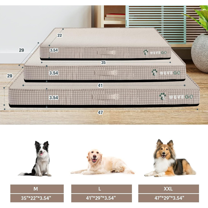 Крісло-ліжко для собак великих порід, бежеве: м'який матеріал, знімний та водонепроникний чохол, двошаровий наповнювач (Gel Memory Foam + губка), антиковзаюча підставка, розмір Jumbo (47x29x3.54 см)