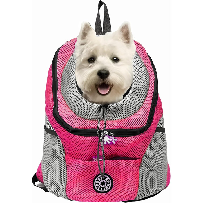 Рюкзак-переноска для собак і котів до 10 кг, рожевий: зручний для подорожей, прогулянок та хандерінгу