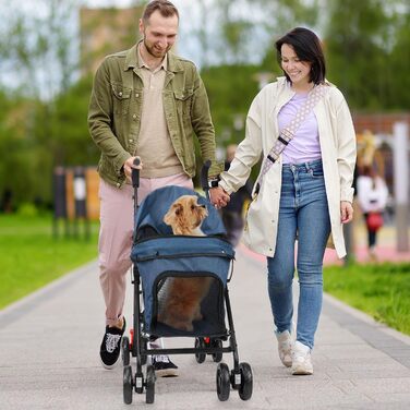 Візок для тварин Wedyvko, переносна модель для собак та котів до 15 кг (темно-зелений, морський блакитний)