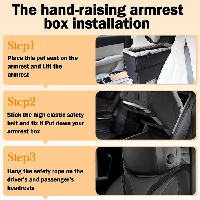 Автокрісло для собак - автокрісло для маленьких собак, з подвійним ременем безпеки, знімний чохол, сумка для зберігання