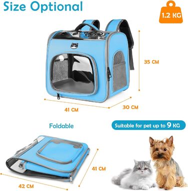 ALLSOPETS рюкзак для котів і собак, складаний, з переднім входом і дихаючою сіткою, для подорожей, прогулянок, синій