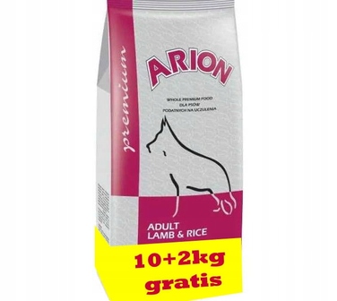 Сухий корм для собак Arion Premium Adult Ягня з рисом 10 кг + 2 кг