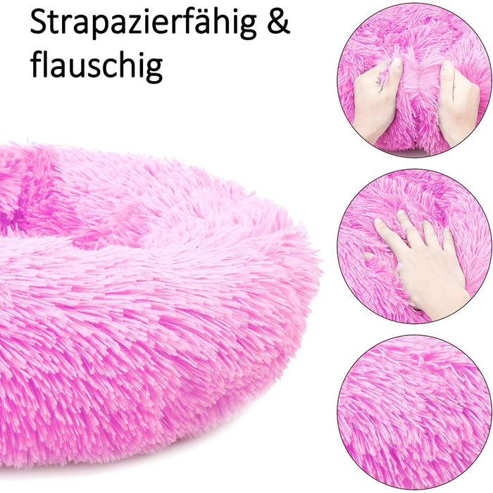 М'яке ліжко для собак Donut 50 см - рожева, для маленьких та середніх собак, кошик для тварин, миється