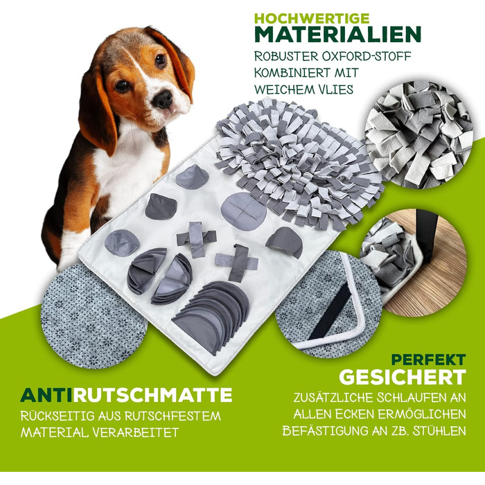 Килимок-іграшка для собак та котів LUCON з 11 елементами, міцний, інтелектуальна іграшка XXL 100x60 см, ідеальний подарунок (сірий)