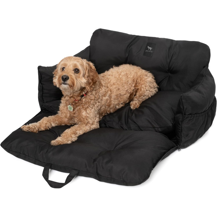 Автокрісло для собак JACKO & CO Premium, сіре, для маленьких та середніх тварин до 15.9 кг, з підняттям, з повідком та кишеньками, водовідштовхувальне