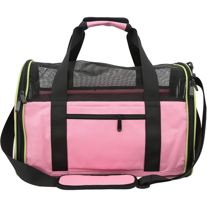 Сумка-переноска для тварин Cloimei Premium 600D Nylon, рожева, для подорожей, з вентиляцією, регульований ремінь