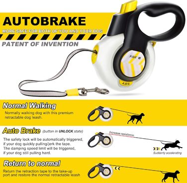 Автоматичний повідок для собак Fida AutoBrake, 4,8 м, XL, для великих порід, антизакручування, м'яка ручка, міцний, інноваційний дизайн