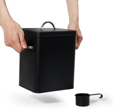 Контейнер для порошку Theo&Cleo 6.5L, металева коробка для порошку, корму для собак/кішок, кавових зерен (колір: вугілля)