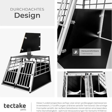 Транспортна переноска для собак tectake® - алюмінієва переноска для авто та дому (97 x 90 x 69,5 см, Double)