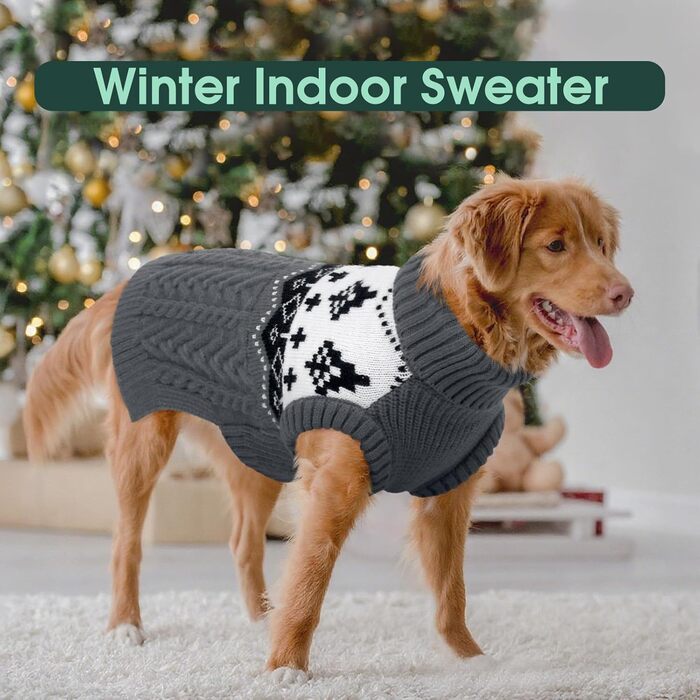 Теплий зимовий светр для собак Kuoser, зручний пуловер для маленьких собак, сірий колір, розмір S