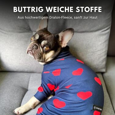 Піжама для собак Spark Paws з м'якого 4-х сторонного матеріалу, для відновлення після операції, спальний костюм-комбінезон для малих, середніх та великих собак, серця, розмір 2XL (16-25 кг)