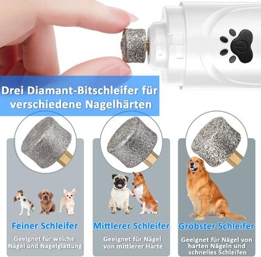 Електричний точило для собачих кігтів YABIFE - тихе точило для собак та котів, 3 швидкості