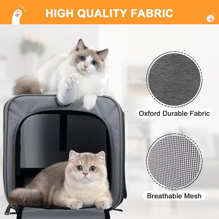 Транспортна сумка для кота та собаки Qoosea, складана переноска для домашніх тварин з регульованим плечовим ременем, сітчаста переноска для котів та собак малого та середнього розміру, сіра