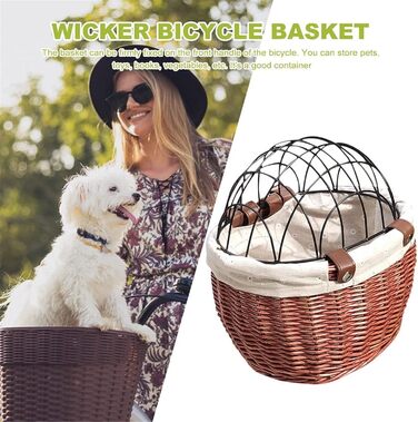 Фарбований плетіний кошик для тварин на велосипед Yeehliny, коричневий, з металевим покриттям, знімний, для собак та котів