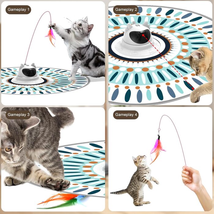Інтерактивна іграшка для котів Comius Sharp: 3-в-1, хованки з пір'ям, автоматична, USB-зарядка, розвиваюча, знімні пір'я, для котів