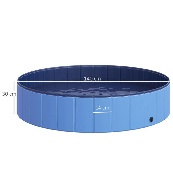 PawHut Dog Pool Великий басейн для собак Дитячий басейн ПВХ Wood Blue Ø140xH30 см ідеально підходить для літа