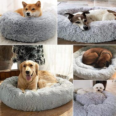 Ортопедичне ліжко для собак XXXL: зручне та м'яке, для великих та середніх порід, сірого кольору. Ліжко-гніздо, антистрес, круглого та овального типу.