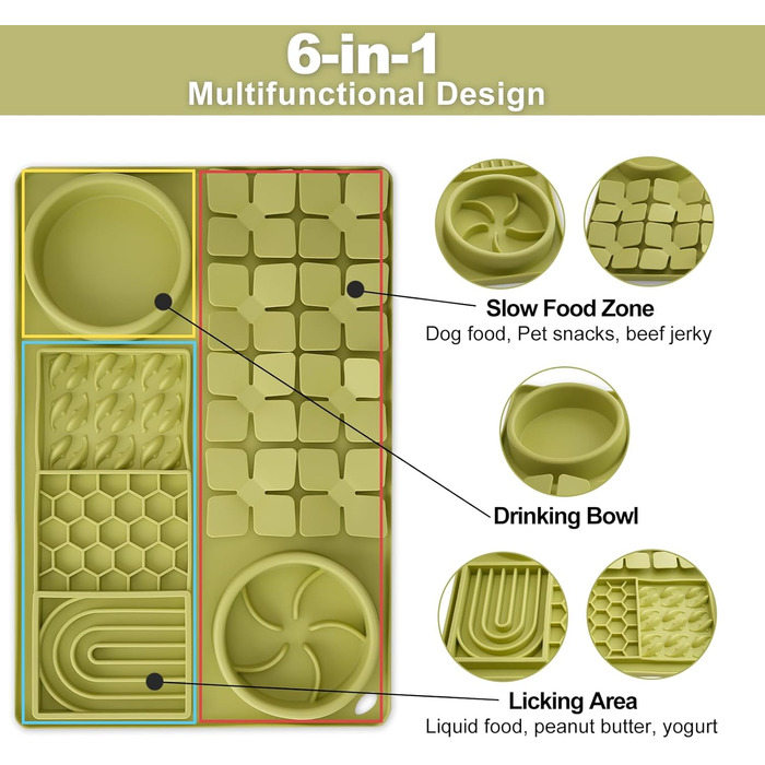 Силіконова килимок-головоломка для собак з присосками, Slow Feeder для цуценят та дорослих собак, антиковзаюча миска для повільного годування, зняття стресу та нудьги