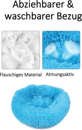 М'яке ліжко для собак та котів Donut 50 см - блакитне, для маленьких та середніх порід