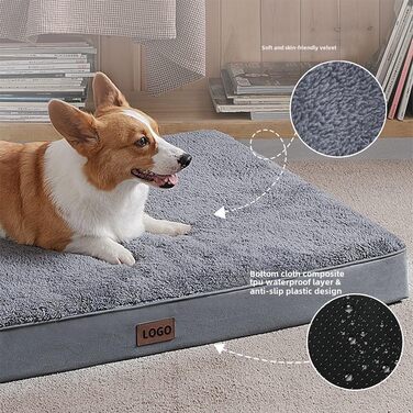 Килимок для собак Creasion з бавовняного велюру, універсальний, знімний, миючий, нековзний, стійкий до укусів, для всіх сезонів, сірий, 35x25 см, до 25 кг