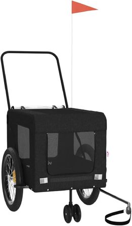 Причіп для собак Fasba: міцний, з відбивачами та прапором, для собак та котів, чорний, 135 x 68,5 x 73,5 см