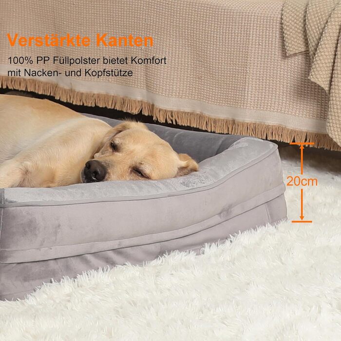 Ортопедичний лежак для собак великих порід, ергономічний диван з піною у формі яйця, водовідштовхуючий та неслизький лежак для собак 89x63 см, світло-сірий (Світло-сірий, Д 106 x Ш 81 x В 17 см)