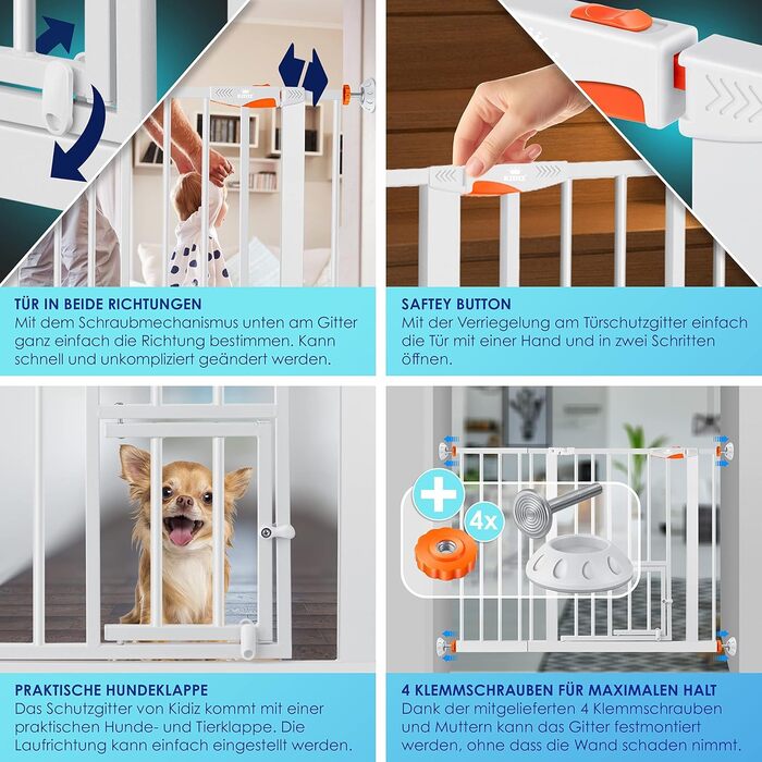 Захист для воріт KIDIZ®: сітка-захист для дітей, собак та котів, без свердління, розширювана, похила, оранжева (102-115 см)