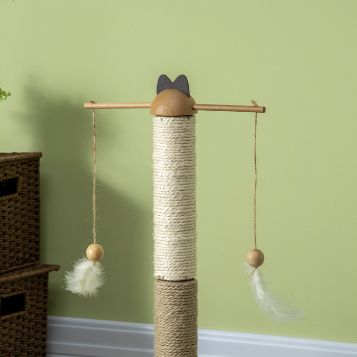 PawHut Cat Tower 56H см з 3-рівневим поворотним столом, дошкою для кігтеточок, іграшкою-м'ячем, кігтеточкою з натурального дерева для котів