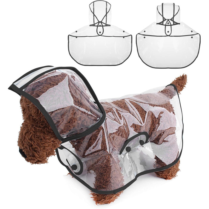 Дощовик для собак PETCUTE, чорний, PVC, з капюшоном, для середніх та великих собак (S)