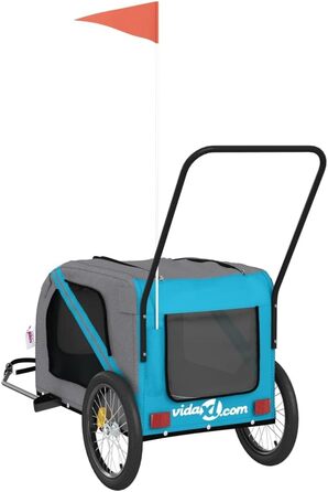 Причіп для тварин на велосипед, Oxford, оксфордська тканина та метал, тип 1, помаранчевий та синій (134 x 68 x 72 см)