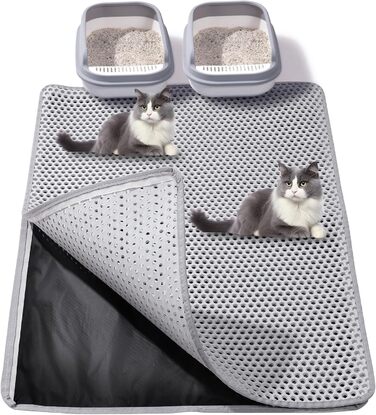 Килимок для котячого туалету Ondware, 117.8 x 66 см, двошаровий, вологостійкий (сірий)