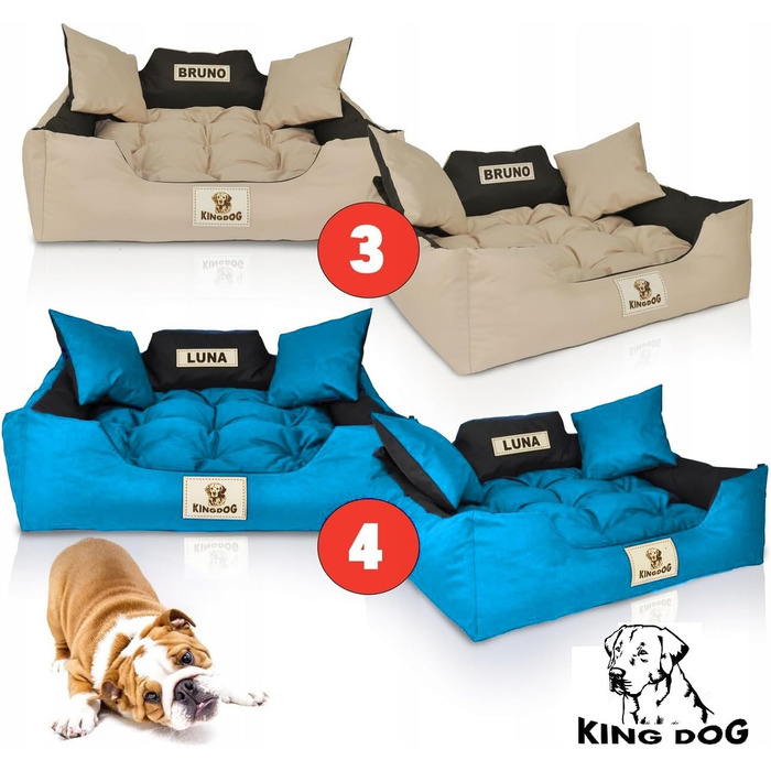 Лягушка для собак та котів KingDog з двома подушками, корзина для тварин, миється, водонепроникний PVC (100x75 см, темно-сірий)