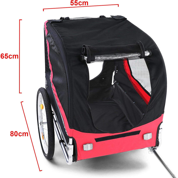 Причіп для велосипеда для собак, складний, червоно-чорний, до 40 кг