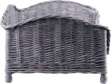 Корзина для собак та котів з плетеної лози з м'яким лежаком - сіро-чорний колір, 54x32x25 см